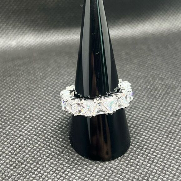 Silver Zirconium Eternity Ring-Bold and Brilliant - Picture 6 of 9